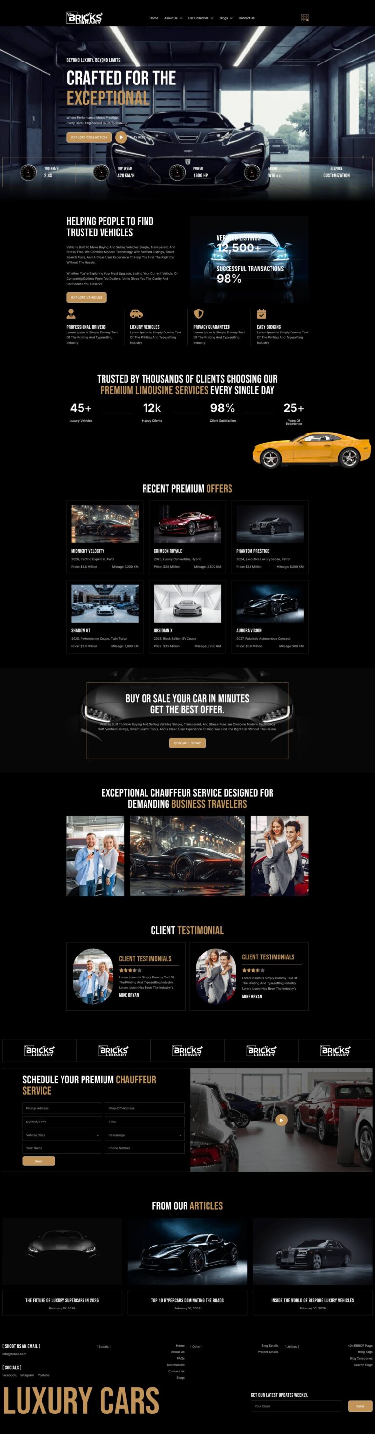 Bricks Luxury Cars Dealer Template Pack
