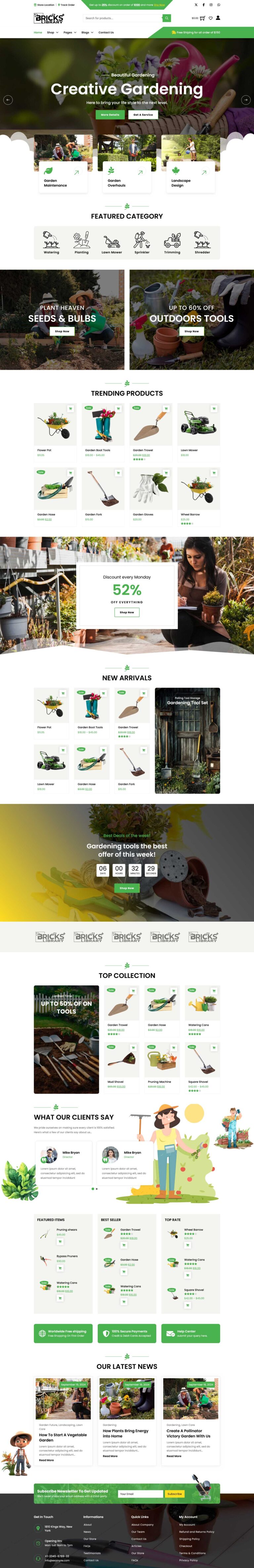 Bricks Gardening And Tools Shop Template Pack