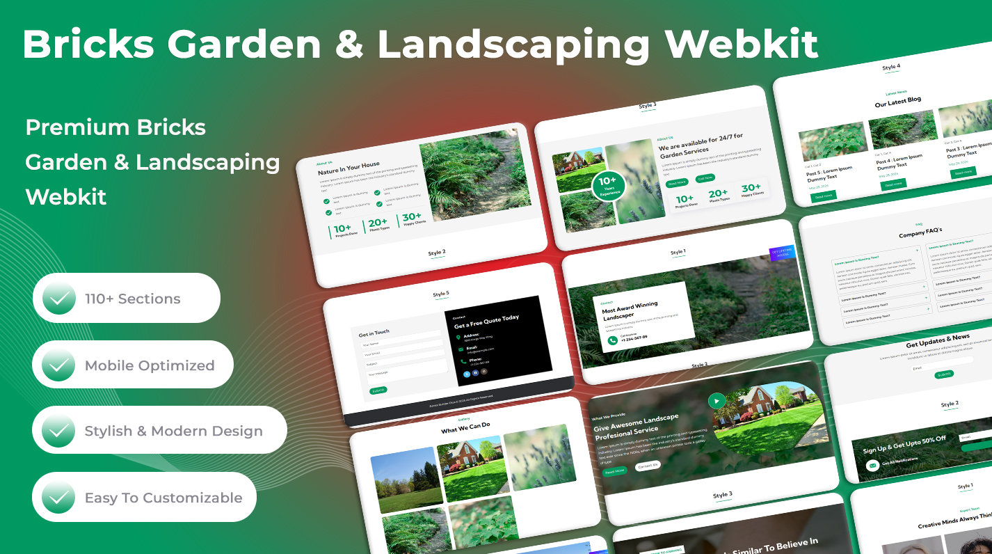 Bricks Garden & Landscaping Webkit - Bricks Library Plus