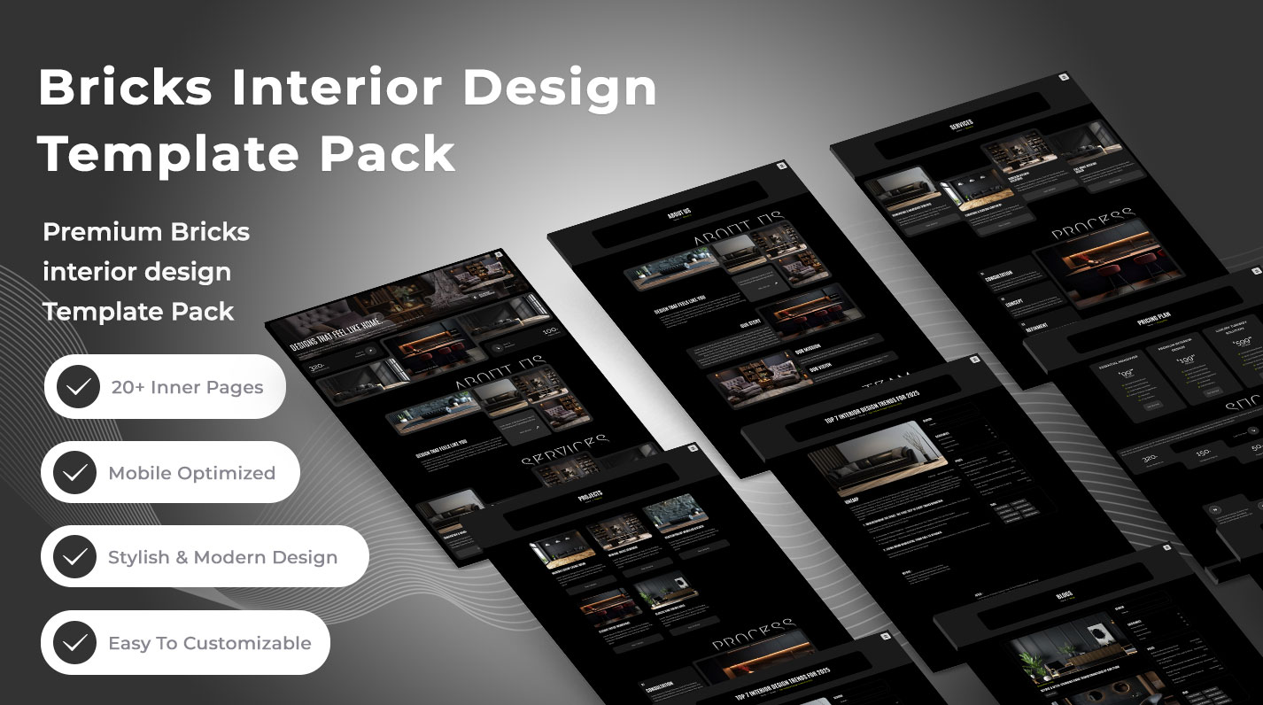 Bricks Interior Design Agency Template Pack - Bricks Library Plus
