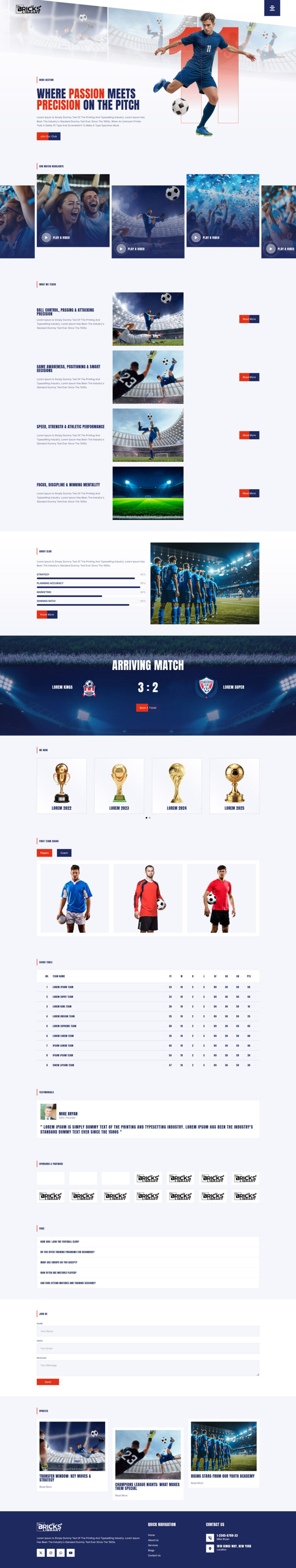 Bricks Football Club Template Pack